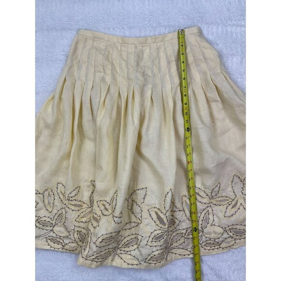 Lafayette 148 Two Piece Skirt Shirt Outfit 10 Spring Easter Summer Yellow Embroi - Picture 7 of 11